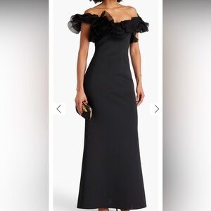 Badgley Mischka Ruffled Scuba Gown
